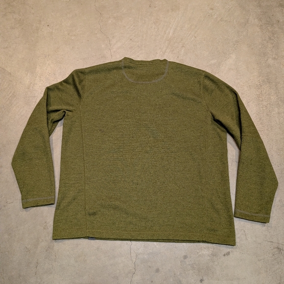 L.L. Bean Mens XL Henley Green Wool Blend Elbow Patches Outdoors - Picture 4 of 6